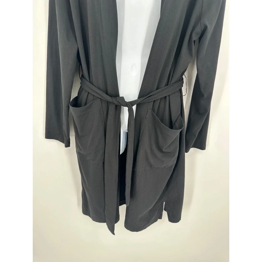 Pact Robe Womens Large Black Organic Cotton Belted Pockets Loungewear